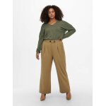 ΜΠΛΟΥΖΑ ΠΛΕΧΤΗ PLUS SIZE CURVY V-NECK ONLY CARMAKOMA ΧΑΚΙ - Image 5