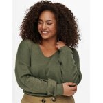 ΜΠΛΟΥΖΑ ΠΛΕΧΤΗ PLUS SIZE CURVY V-NECK ONLY CARMAKOMA ΧΑΚΙ - Image 6