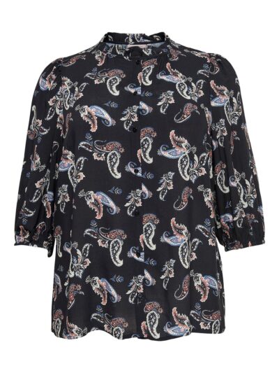 Πουκάμισο Floral Μαύρο PLUS SIZE Only Carmakoma