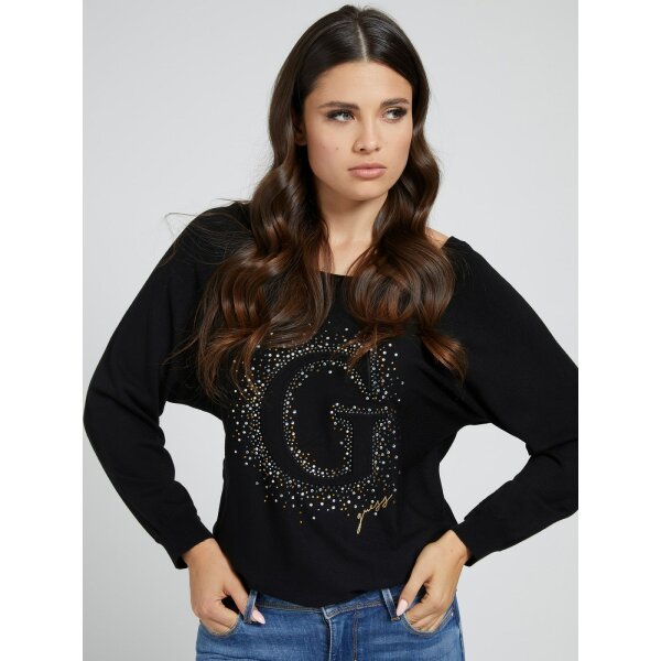 W1BR09_Z2NQ0_JBLK_1 Πουλόβερ Μακρυμάνικο Μαύρο Guess - Image 1