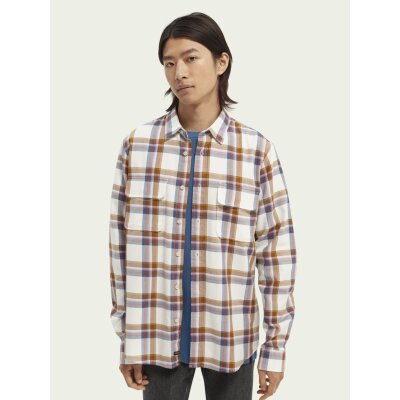 Ανδρικό Πουκάμισο Scotch and Soda Regular FIT Checked Twill Shirt Λευκό