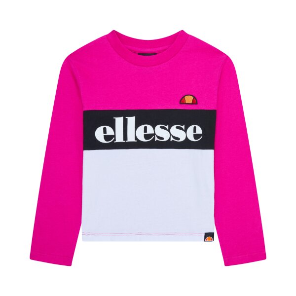 ELLESSE MAIN RANGE_AW21Q3_GIRLS_S4K12130_ARIELY_LONG SLEEVE CROP TSHIRT_PINK_WHITE_FLATLAY 1_ Μπλούζα Μακρυμάνικη Μακό Φούξ-Λευκή Ellesse - Image 1