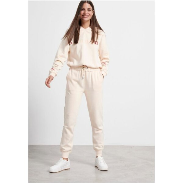 FBL004-102-06_OFF_WHITE_1 Φούτερ με κουκούλα και τύπωμα στο στήθος και τα μανίκια Εκρού FUNKY BUDDHA - Image 1