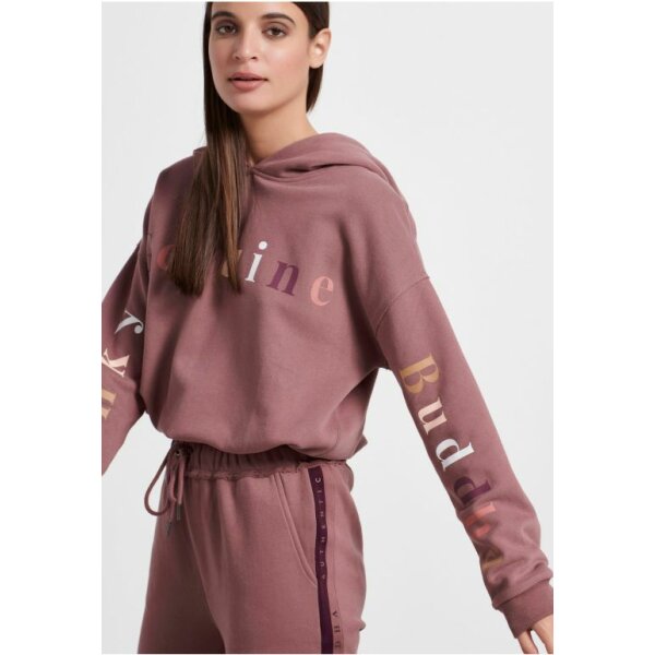 Φούτερ με κουκούλα και τύπωμα στο στήθος και τα μανίκια Ρόζ FUNKY BUDDHA - Image 3