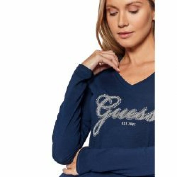 -guess-ls-vn-iradi-tee-secret-blueJJBN Μπλούζα Μακρυμάνικη Με V, Μπλε Guess - Image 3