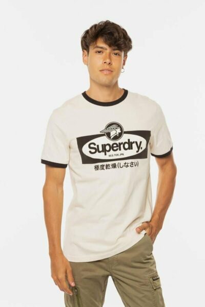 Ανδρικό T- SHIRT Superdry Ringer M1011214A 18C Μπεζ . - Image 2