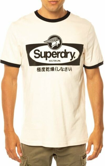 Ανδρικό T- SHIRT Superdry Ringer M1011214A 18C Μπεζ .