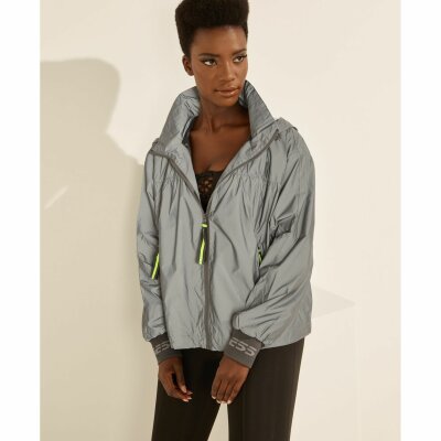 Γυναικείο Μπουφάν Αντιανεμικό Ασημί Guess O1BA92WO06N