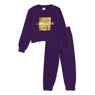 Σετ Φόρμα Φούτερ με Κουκούλα Μώβ MANHATTAN NEWCOTTONPLANET