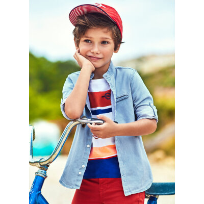 Πουκάμισο μακρυμάνικο τζιν γιακάς μαο αγόρι 22-03124-073