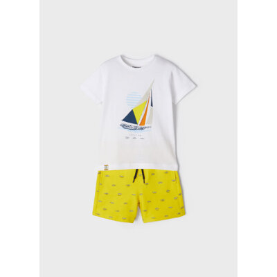 Σετ παντελόνι κοντό σταμπωτό αγόρι Κίτρινο 22-03654-022