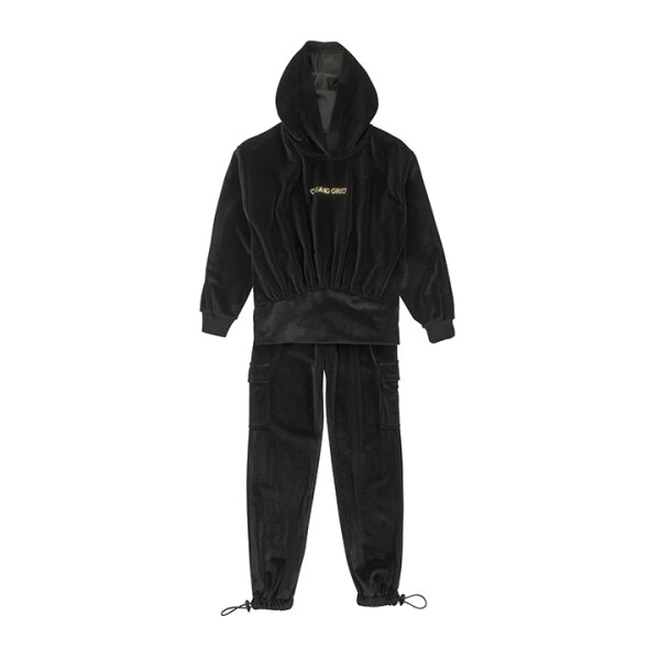 221421-copy Παιδικό Σετ Βελουτέ με Κουκούλα για Κορίτσι Μαύρο Gang 221421 - Image 1