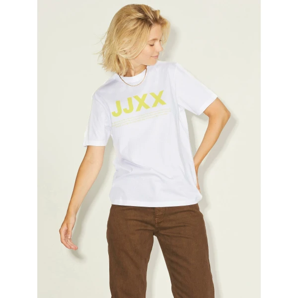 Γυναικείο T-Shirt JJXX 12206974 Logo Bright White/Yellow - Image 4