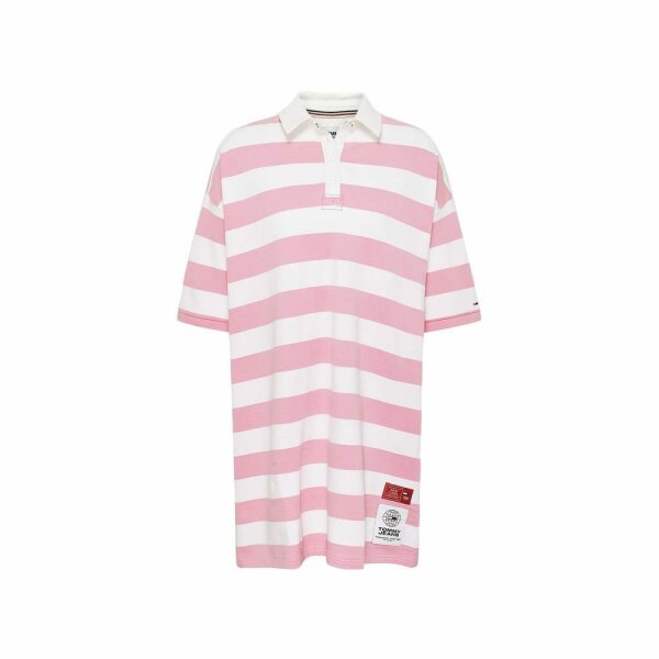 dw0dw12873_the_tommy_jeans_women_drees_white_pink_6 ΦΟΡΕΜΑ TJW STRIPE RUGBY POLO DRESS TOMMY JEANS DW0DW12873-THE - Image 5
