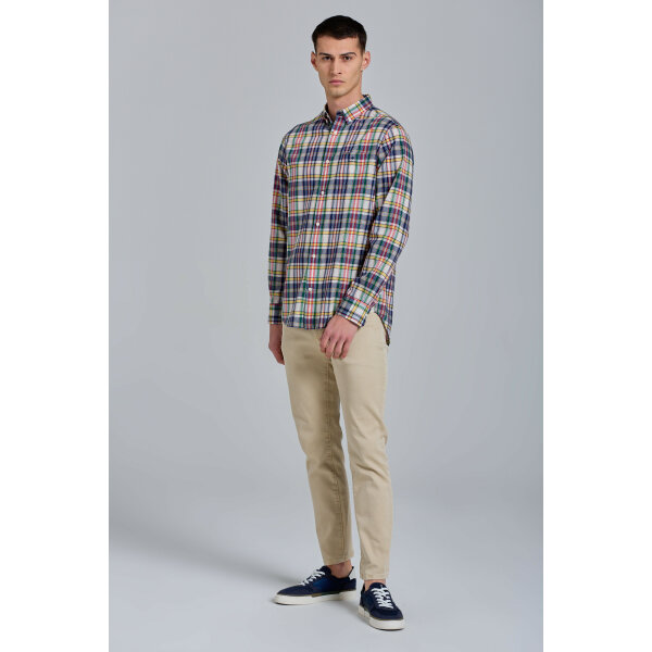 285362 Ανδρικό Πουκάμισο GANT REG CHECK 3020370 Μπέζ Μπλέ Καρώ - Image 1