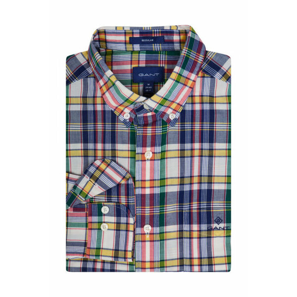 285364 Ανδρικό Πουκάμισο GANT REG CHECK 3020370 Μπέζ Μπλέ Καρώ - Image 3