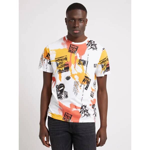 Ανδρική Μπλούζα GUESS PM2GI29K9RM1 PAINT SPLATTER Λευκό - Image 1