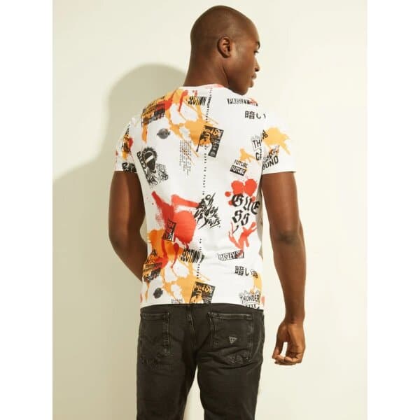 Ανδρική Μπλούζα GUESS PM2GI29K9RM1 PAINT SPLATTER Λευκό - Image 4