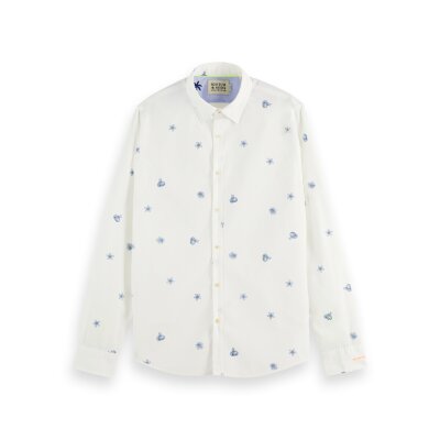 Ανδρικό Πουκάμισο SCOTCH & SODA 166008 PRINTED POPLIN Λευκό