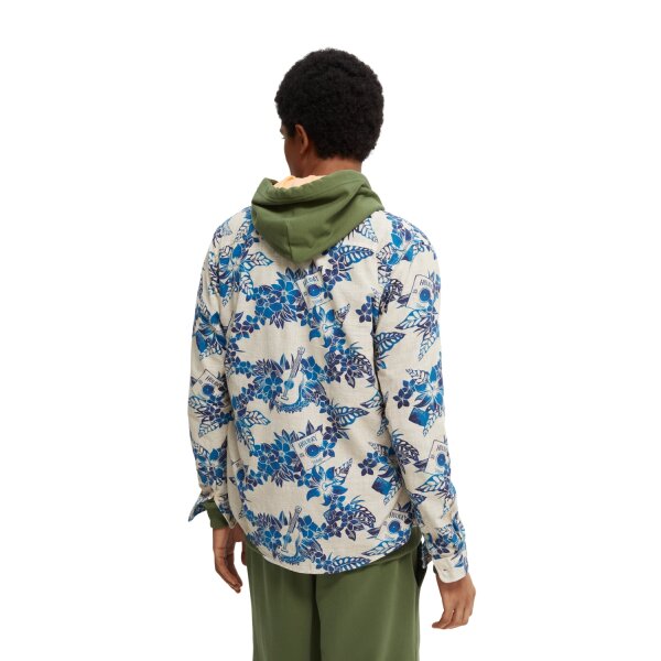 Ανδρικό Πουκάμισο SCOTCH & SODA 165902 PRINTED ORGANIC POPLIN Λευκό - Image 3