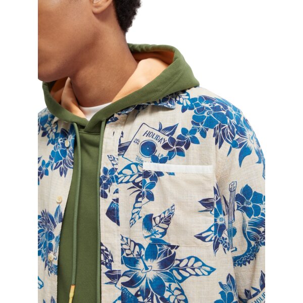 Ανδρικό Πουκάμισο SCOTCH & SODA 165902 PRINTED ORGANIC POPLIN Λευκό - Image 4