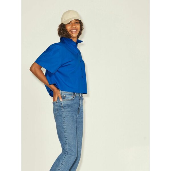 12200124_BlueIolite_008_ProductLarge Γυναικείο πουκάμισο  Κοντό με απλικέ τσέπη Μπλέ 12200124 JJXX - Image 4
