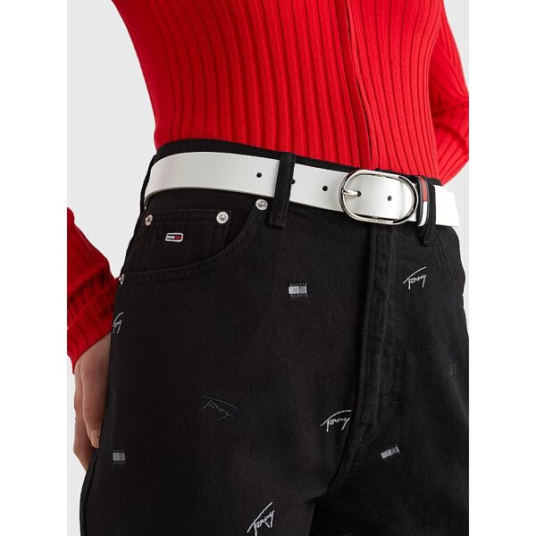 ΓΥΝΑΙΚΕΙΑ ΖΩΝΗ OVAL BUCKLE SIGNATURE LEATHER BELT TOMMY JEANS AW0AW11652-YBR - Image 3