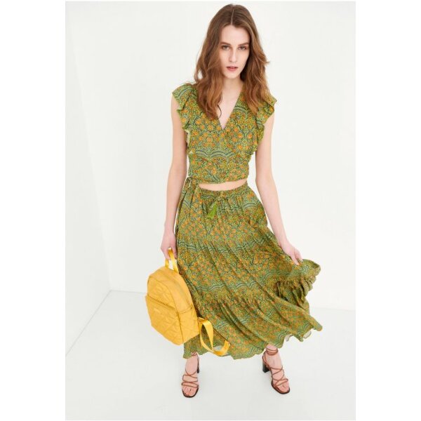 Εμπριμέ τοπ με λαιμόκοψη V Πράσινο  FUNKY BUDDHA FBL005-131-17 - Image 3