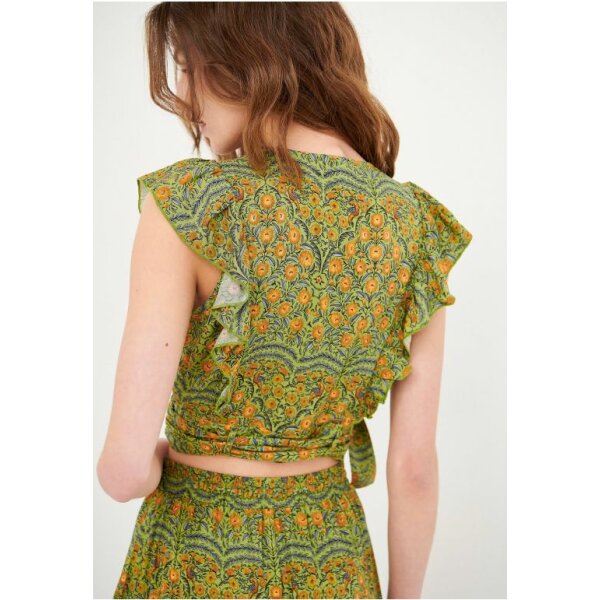 Εμπριμέ τοπ με λαιμόκοψη V Πράσινο  FUNKY BUDDHA FBL005-131-17 - Image 4