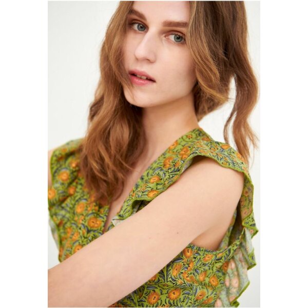 Εμπριμέ τοπ με λαιμόκοψη V Πράσινο  FUNKY BUDDHA FBL005-131-17 - Image 5