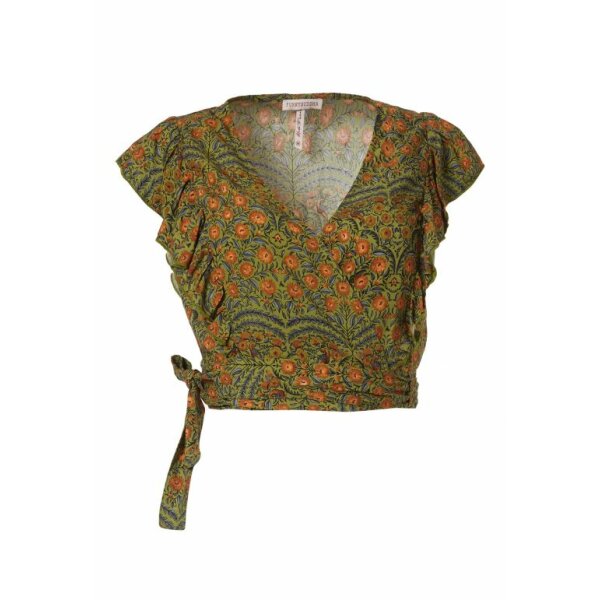 Εμπριμέ τοπ με λαιμόκοψη V Πράσινο  FUNKY BUDDHA FBL005-131-17 - Image 6