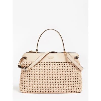 GUESS Τσάντα χειρός sicilia πλεκτή όψη μπεζ HWWG8490060