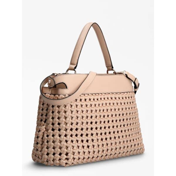 GUESS Τσάντα χειρός sicilia πλεκτή όψη μπεζ HWWG8490060 - Image 3