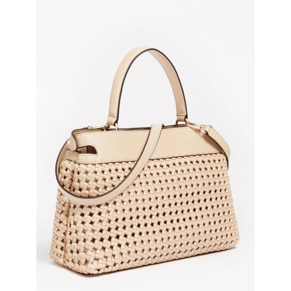 GUESS Τσάντα χειρός sicilia πλεκτή όψη μπεζ HWWG8490060 - Image 4