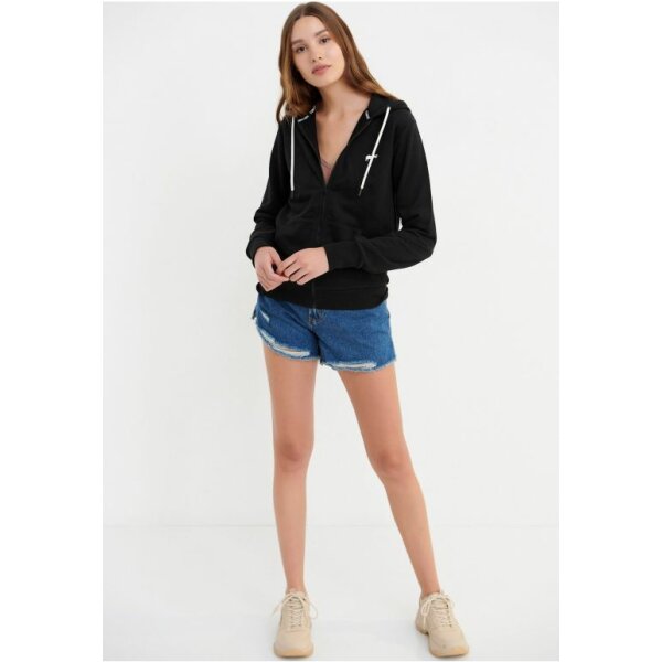 FBL005-100-06_BLACK_1 Ζακέτα φούτερ με κεντητό logo Μαύρη FBL005-100-06 - Image 1