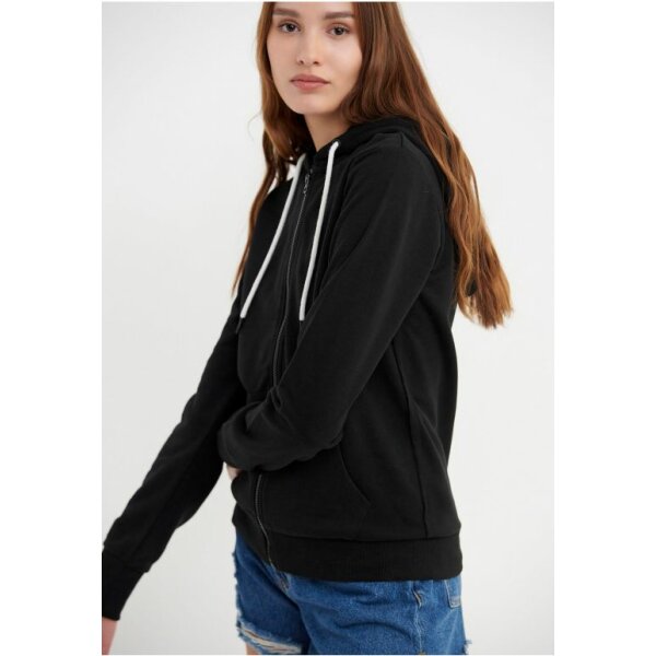 FBL005-100-06_BLACK_2 Ζακέτα φούτερ με κεντητό logo Μαύρη FBL005-100-06 - Image 2