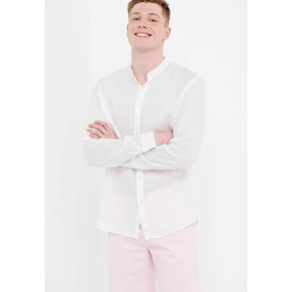 FBM005-017-05_WHITE_1 Ανδρικό Πουκάμισο Lino MAO FUNKY BUDDHA FBM005-017-05 Λευκό - Image 1