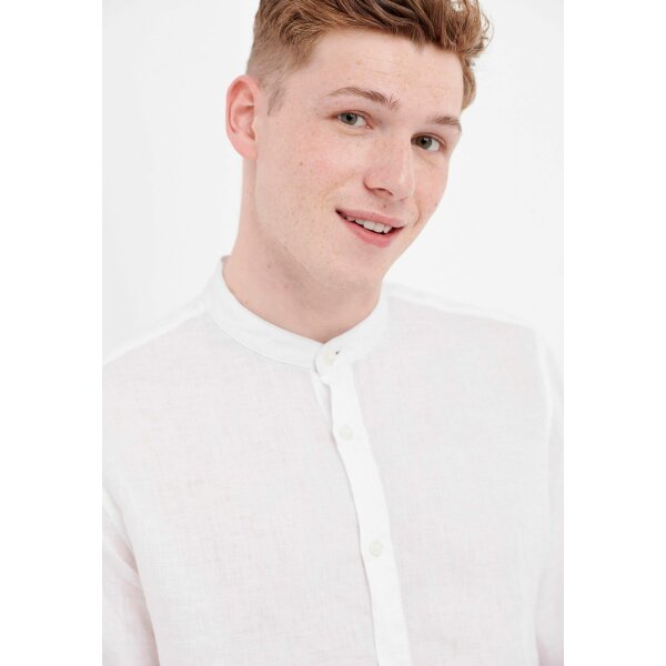 FBM005-017-05_WHITE_5 Ανδρικό Πουκάμισο Lino MAO FUNKY BUDDHA FBM005-017-05 Λευκό - Image 5