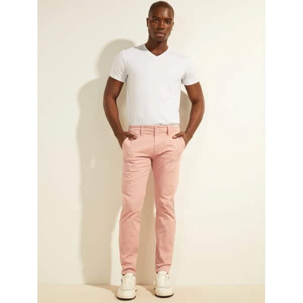 M2GB20WEIF0-F6G6-ALT1 Ανδρικό Παντελόνι GUESS Chino M2GB20WEIF0 Ροζ - Image 2