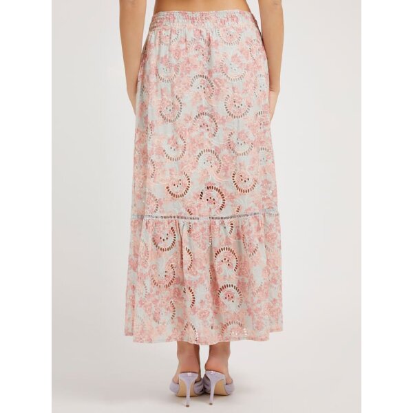 W2GD44WEJV0-P61J-ALT2 Μακριά φούστα με δαντέλα sangallo Guess Multi Pink W2GD44WEJV0 - Image 2