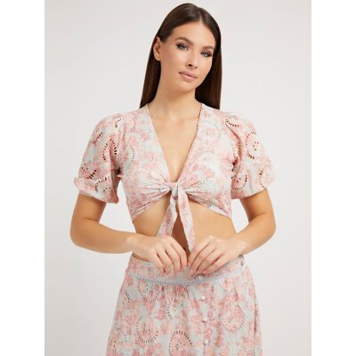 Τοπ με δαντέλα sangallo Guess Multi Pink W2GH55WEJV0