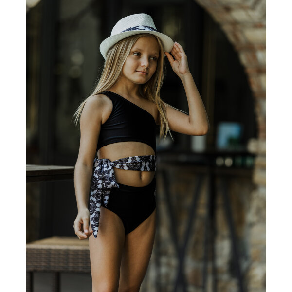 CL-1446 ΜΑΓΙΟ ΟΛΟΣΩΜΟ ΜΑΥΡΟ ΜΕ ΖΩΝΗ ΦΛΟΡΑΛ CL22046 CHRISTINA LAGOPOULOU - Image 1