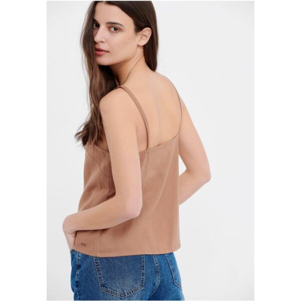 FBL005-102-17_BROWNIE_4 Μονόχρωμο τοπ με λινό Καφέ FBL005-102-17 - Image 4