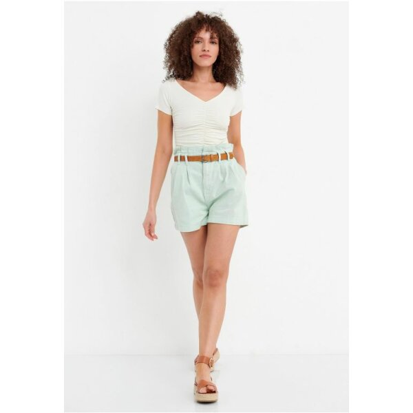 Cropped τοπ σε ύφανση rib Λευκό FBL005-113-04 - Image 2