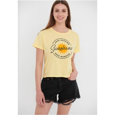 T-shirt με τύπωμα Κίτρινο FBL005-132-04