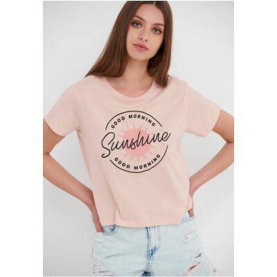 T-shirt με τύπωμα Ροζ FBL005-132-04