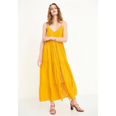 Relaxed fit μάξι φόρεμα Μουσταρδί FBL005-147-13