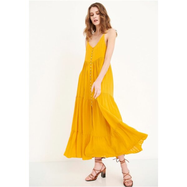 Relaxed fit μάξι φόρεμα Μουσταρδί FBL005-147-13 - Image 5