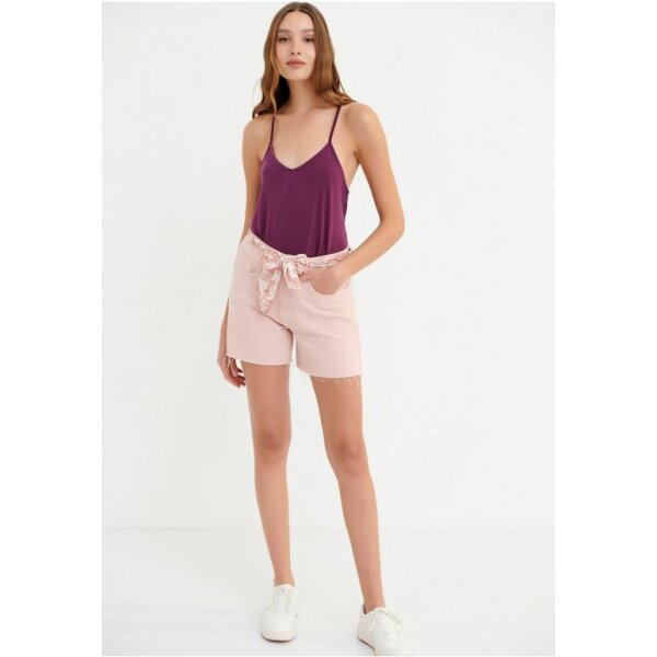 FBL005-162-03_SOFT_PINK_1 Τζιν σορτς με δέσιμο στη μέση Ροζ FBL005-162-03 - Image 2