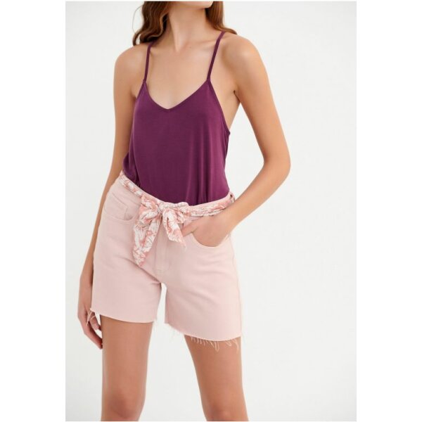 FBL005-162-03_SOFT_PINK_4 Τζιν σορτς με δέσιμο στη μέση Ροζ FBL005-162-03 - Image 1